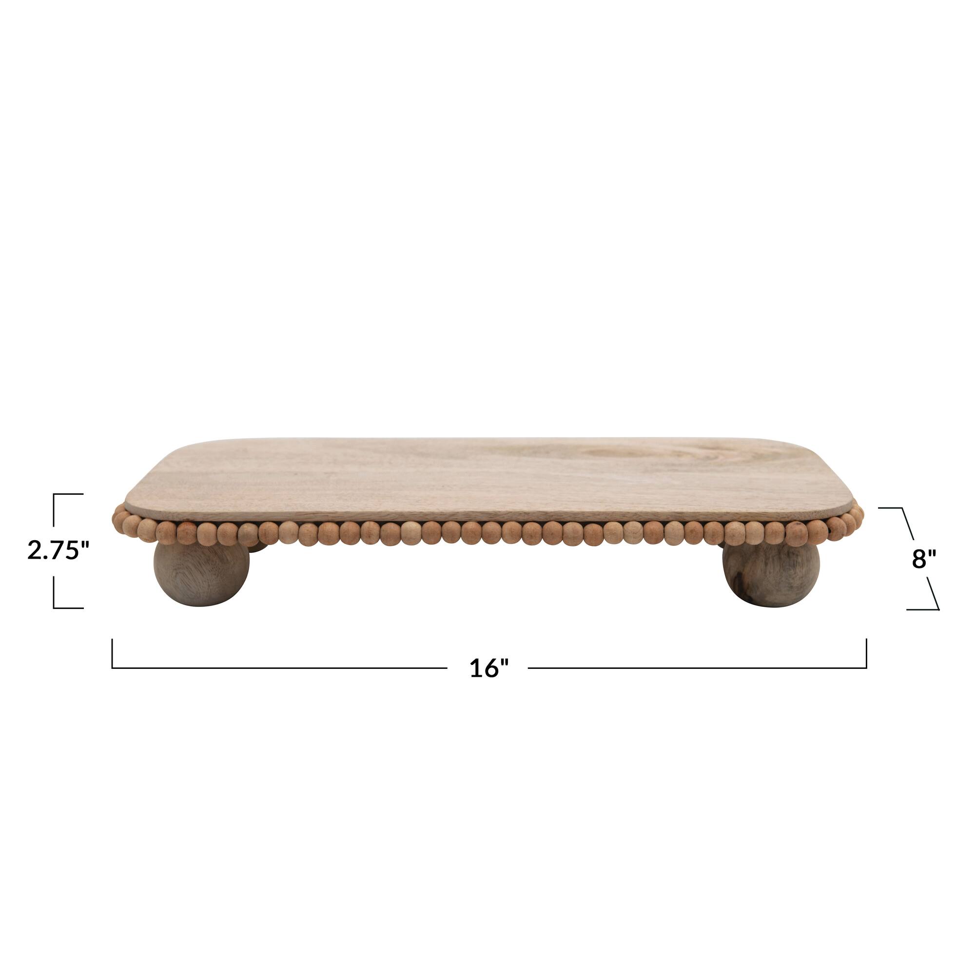 Hello Honey® 16" Natural Decorative Mango Wood Pedestal with Wood Beads